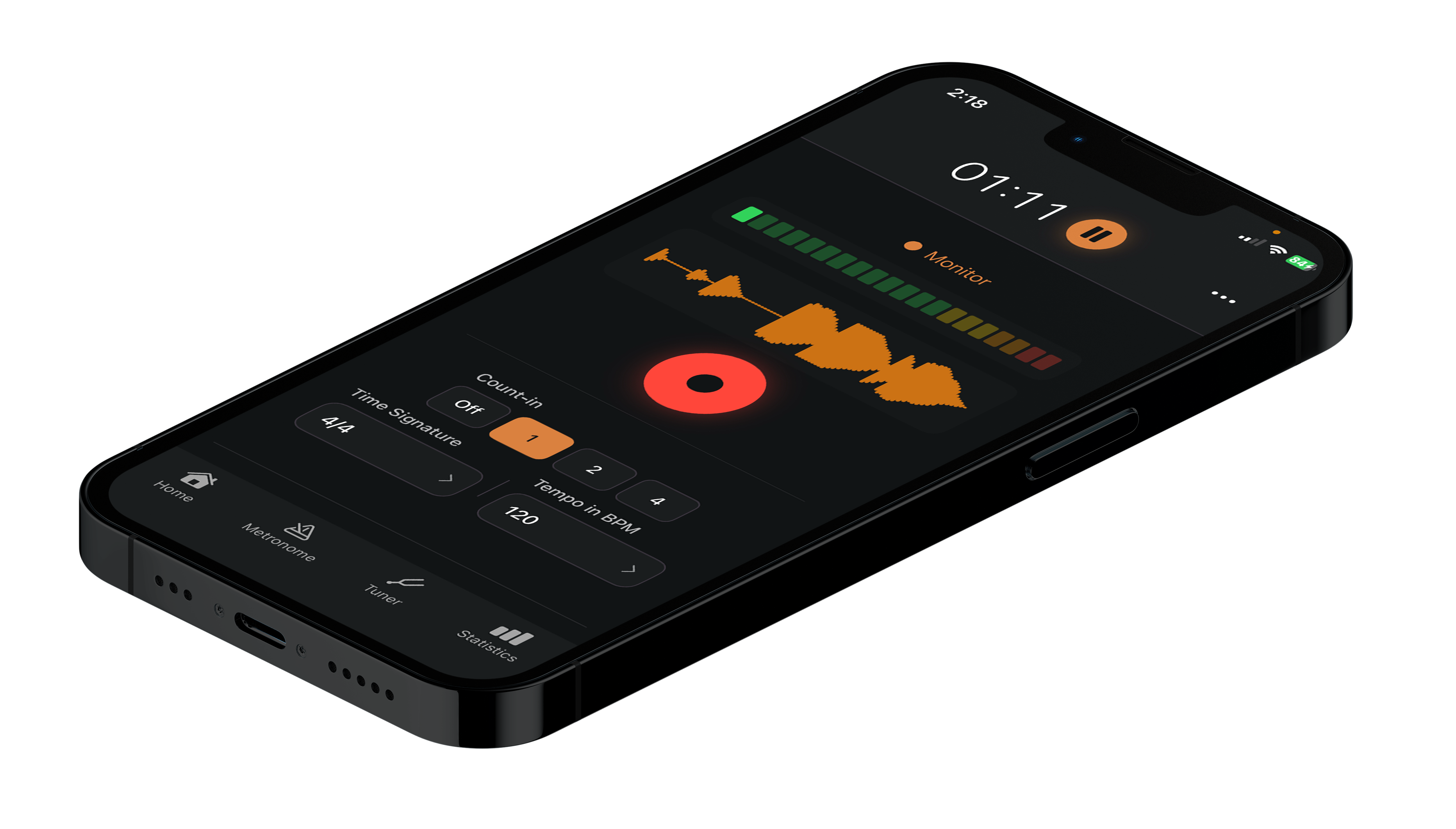 Woodshedding app home screen